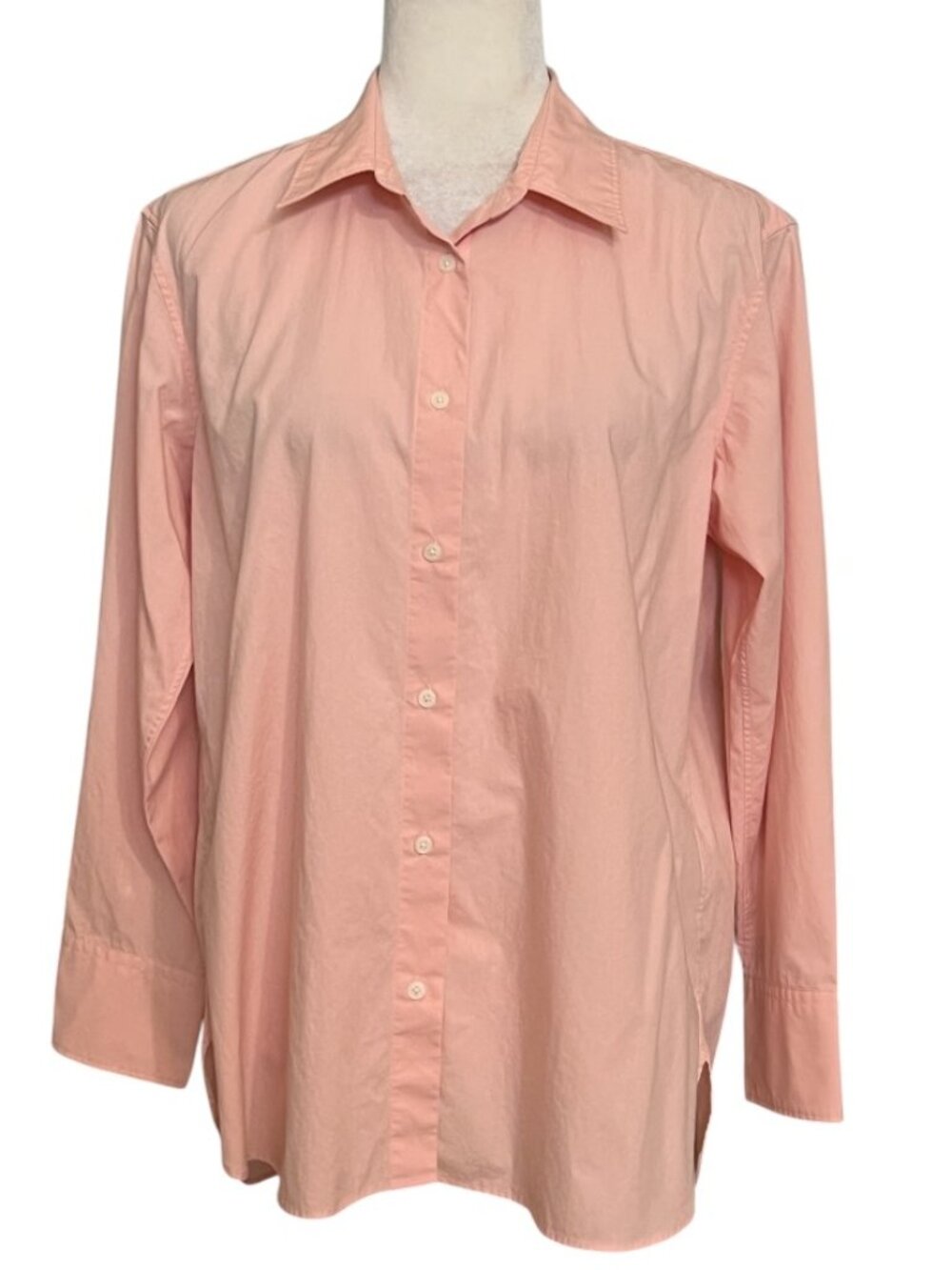 Uniqlo Womens L Pink Button Front Shirt Long Sleeve Cotton Casual Blouse